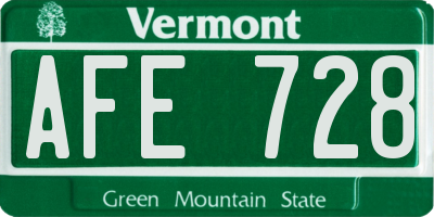 VT license plate AFE728