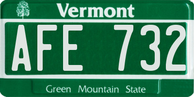 VT license plate AFE732