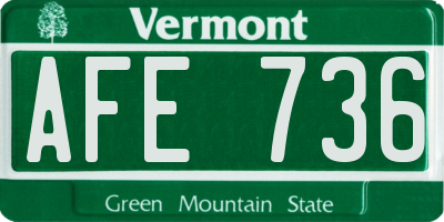 VT license plate AFE736