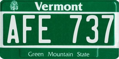 VT license plate AFE737