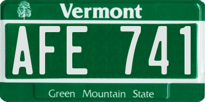 VT license plate AFE741