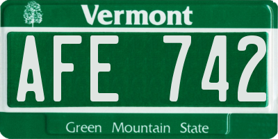 VT license plate AFE742
