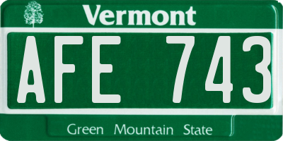 VT license plate AFE743