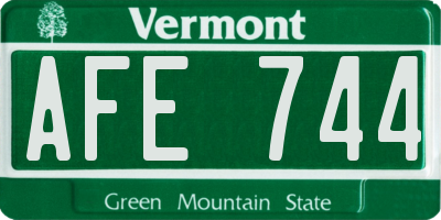 VT license plate AFE744