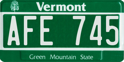 VT license plate AFE745