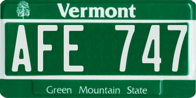 VT license plate AFE747