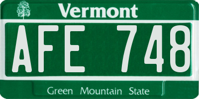 VT license plate AFE748