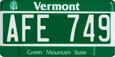 VT license plate AFE749