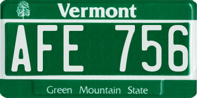 VT license plate AFE756