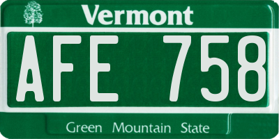 VT license plate AFE758