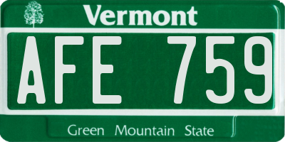 VT license plate AFE759