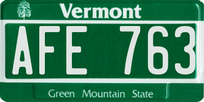 VT license plate AFE763