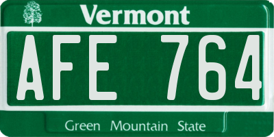 VT license plate AFE764