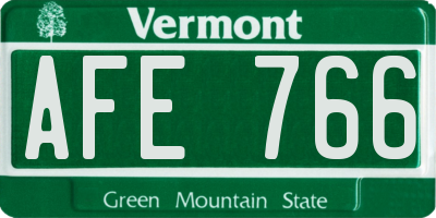 VT license plate AFE766