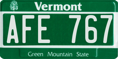 VT license plate AFE767