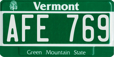VT license plate AFE769