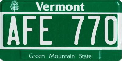 VT license plate AFE770