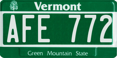 VT license plate AFE772