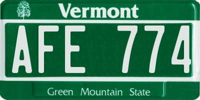 VT license plate AFE774