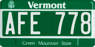 VT license plate AFE778