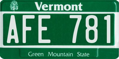 VT license plate AFE781