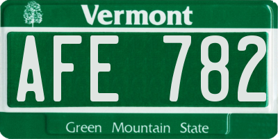 VT license plate AFE782