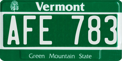 VT license plate AFE783