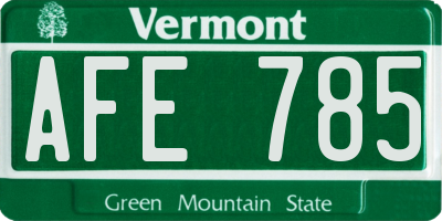 VT license plate AFE785