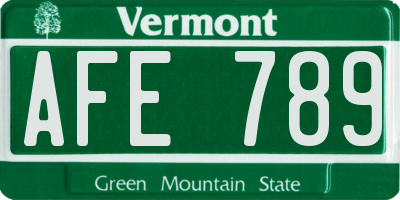 VT license plate AFE789