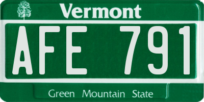 VT license plate AFE791