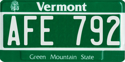 VT license plate AFE792