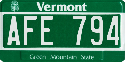 VT license plate AFE794
