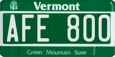 VT license plate AFE800
