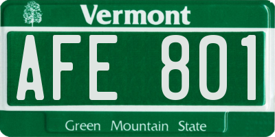 VT license plate AFE801
