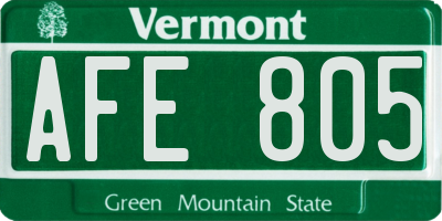 VT license plate AFE805
