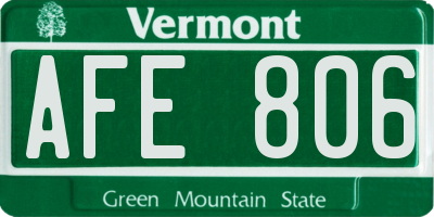 VT license plate AFE806