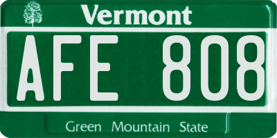VT license plate AFE808