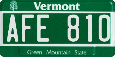 VT license plate AFE810