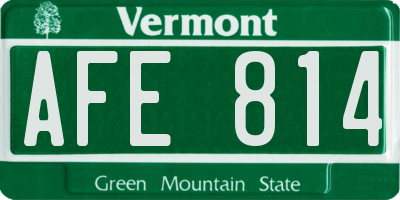 VT license plate AFE814
