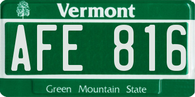 VT license plate AFE816