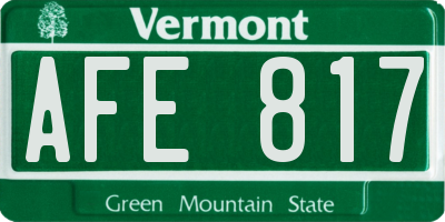 VT license plate AFE817