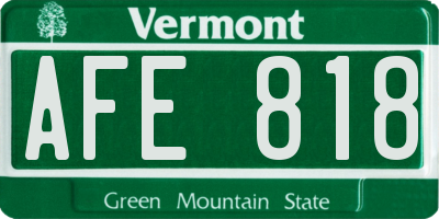 VT license plate AFE818