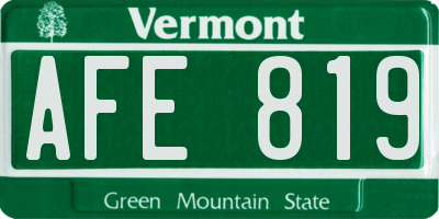 VT license plate AFE819