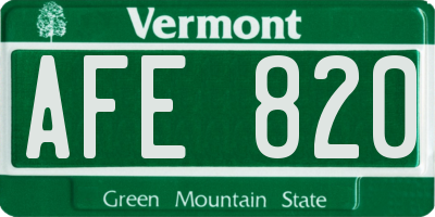 VT license plate AFE820