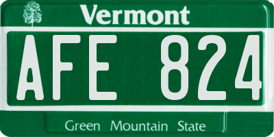 VT license plate AFE824
