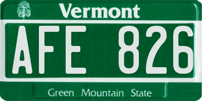 VT license plate AFE826