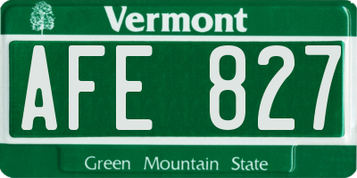 VT license plate AFE827