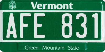 VT license plate AFE831