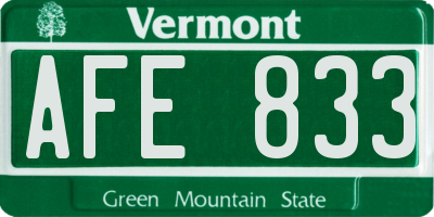 VT license plate AFE833
