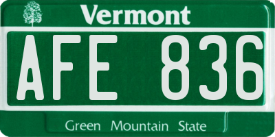 VT license plate AFE836